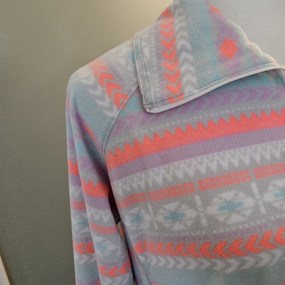 Columbia Gray and Pink Aztec Patterned Pullover Jacket Women's Size Large L - Picture 5 of 11